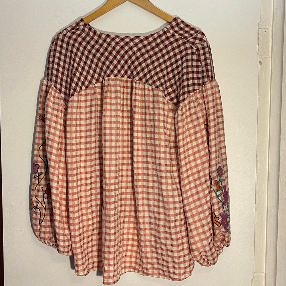 Three Bird Nest Bohemela Patchwork Gingham Long-S… - image 4